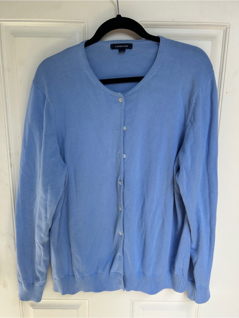Lands' End Women's Sky Blue Button-Up Cardigan